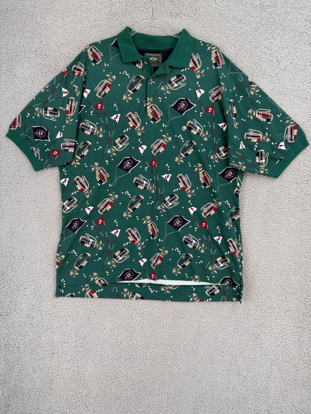 Dockers Golf Mens XL short sleeve polo shirt Green Golf AOP Pullover 100% Cotton